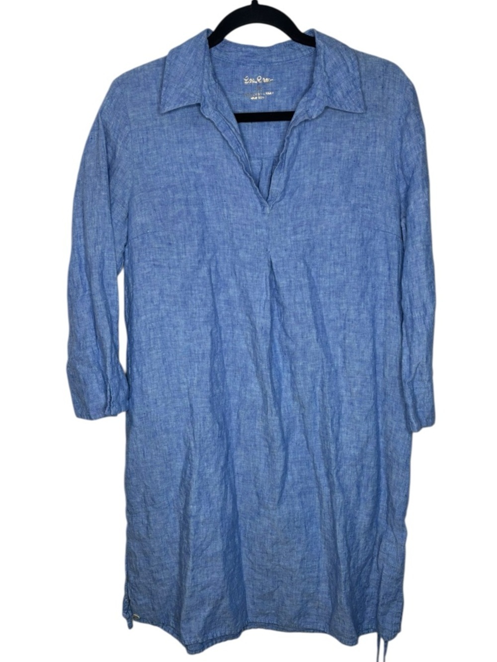 Lilly Pulitzer Pilar Tunic Linen Dress Beckon Blue x Sea Salt Blue Medium